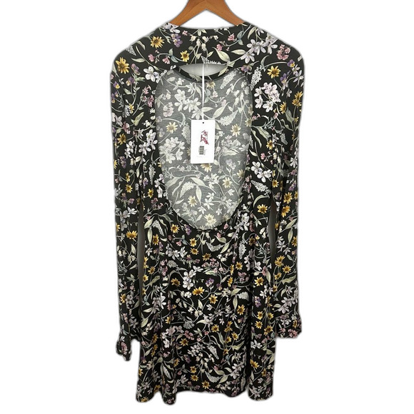 Les Reveries Open Back Liberty Floral Long Sleeve Mini Dress NWT Size Large - Picture 4 of 15